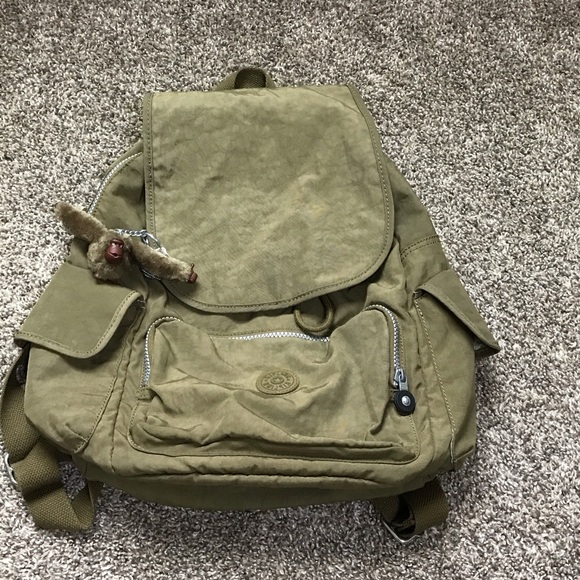Olive Green Kipling Backpack - Picture 1 of 9